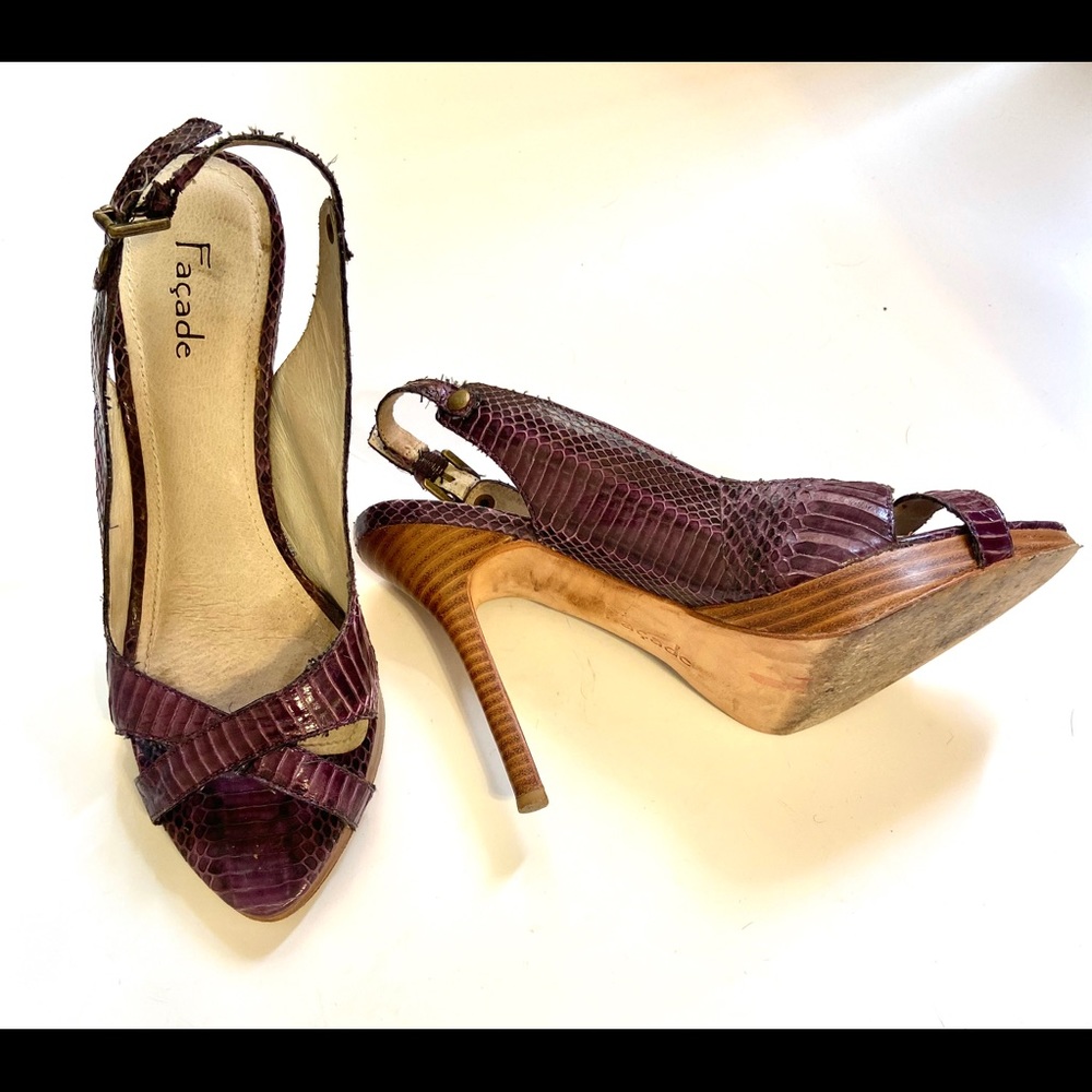 Leather Snakeskin Embossed High Heel Sandal